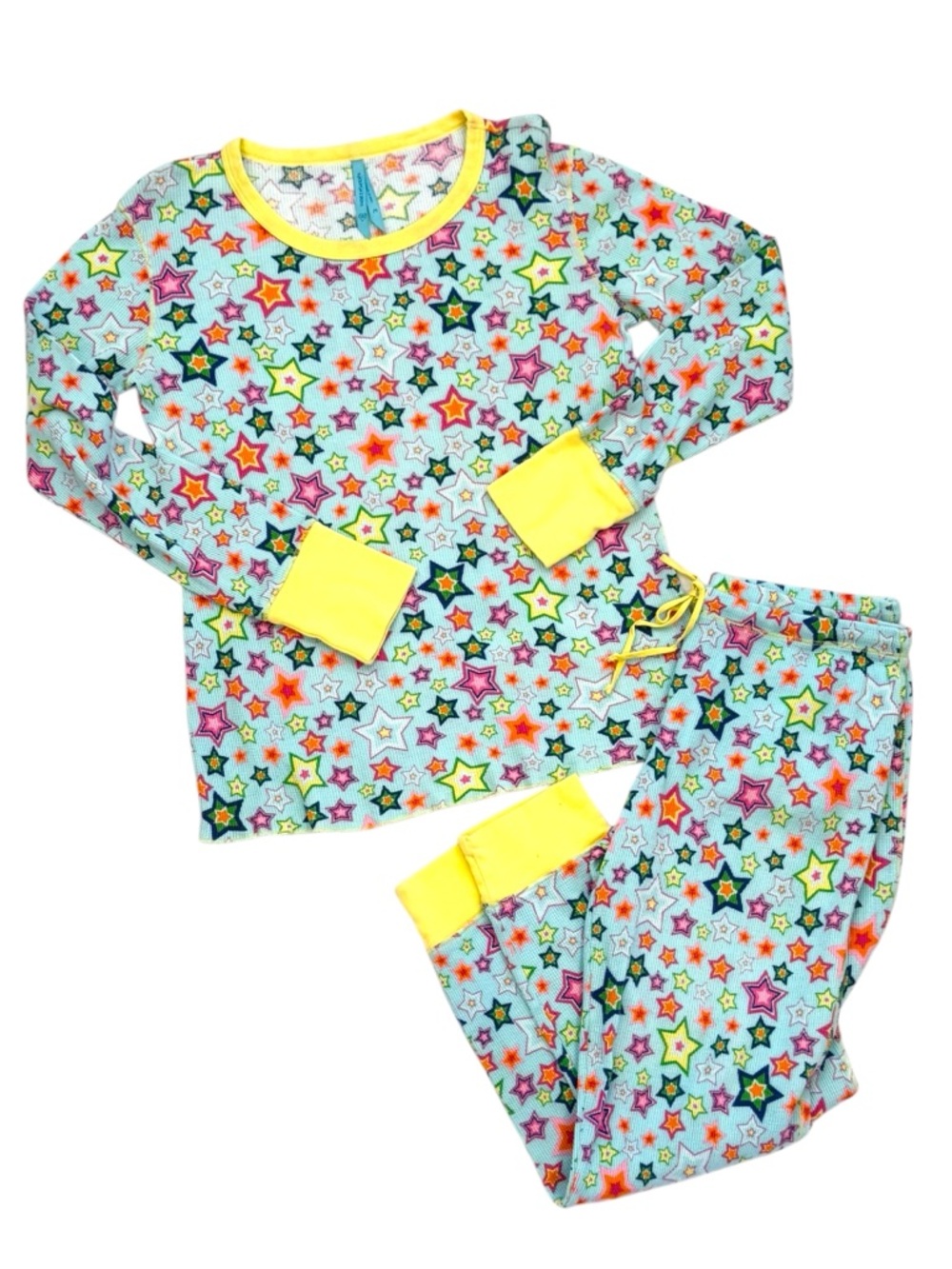 🌺SOLD🌺 Victoria’s Secret Thermal Blue Stars Vintage Waffle PJs Pajama Set 2 PC M